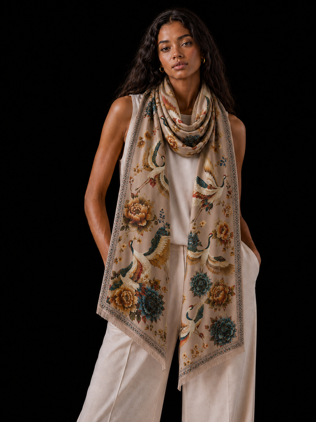 TSURU CASHMERE SCARF - TAUPE