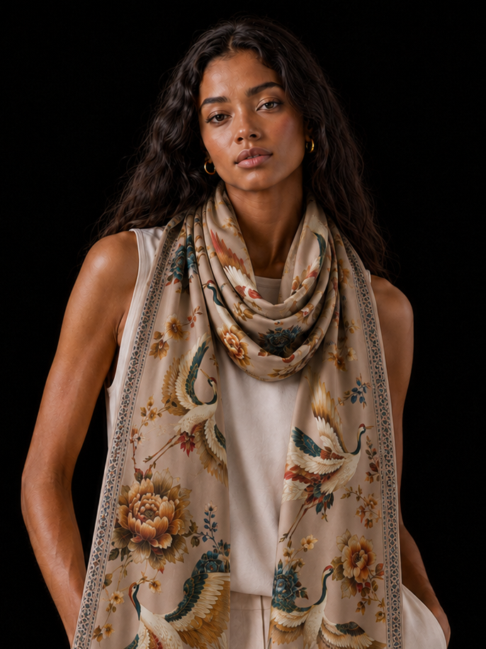 TSURU CASHMERE SCARF - TAUPE
