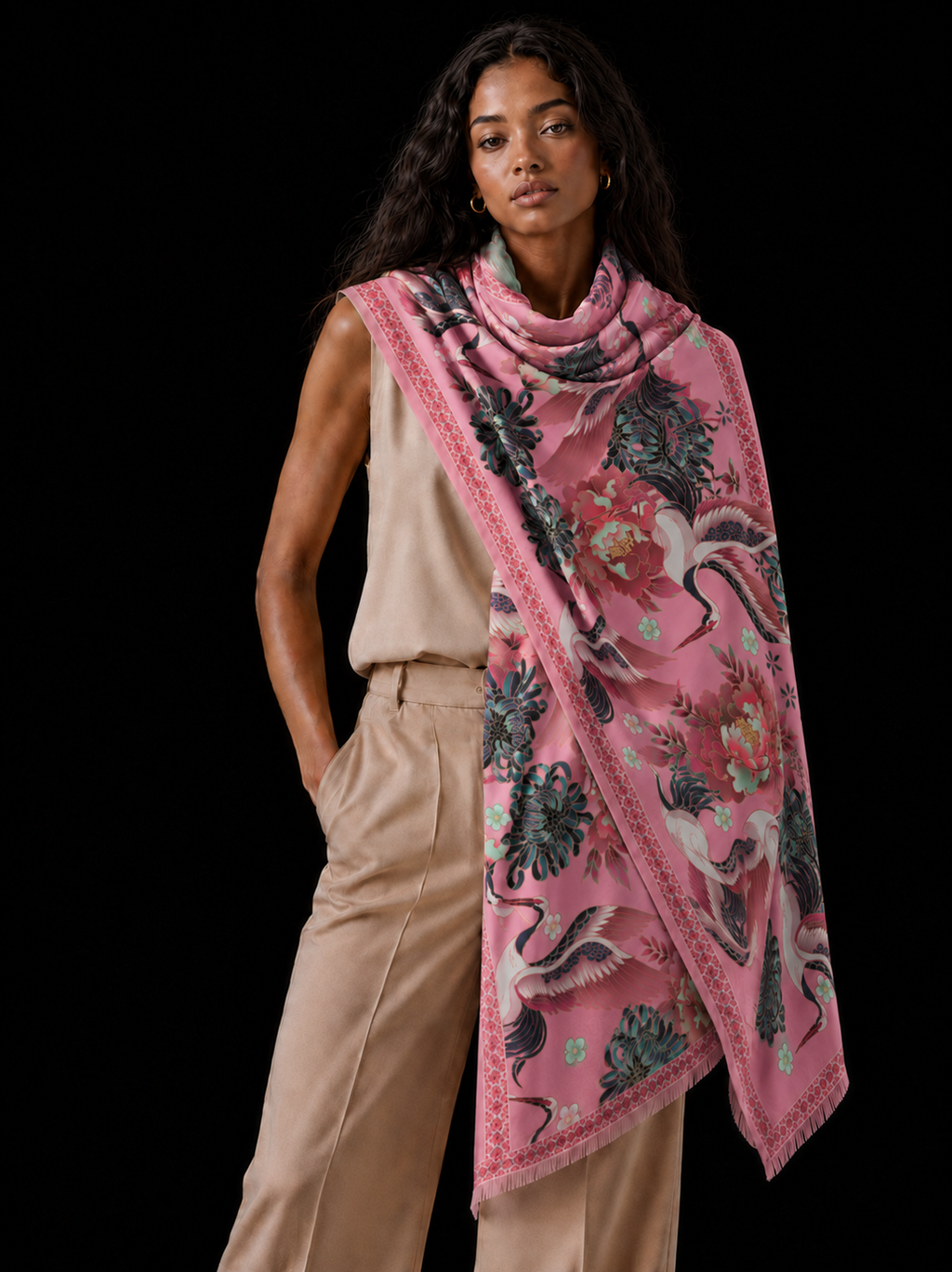 TSURU CASHMERE SCARF - BERRY