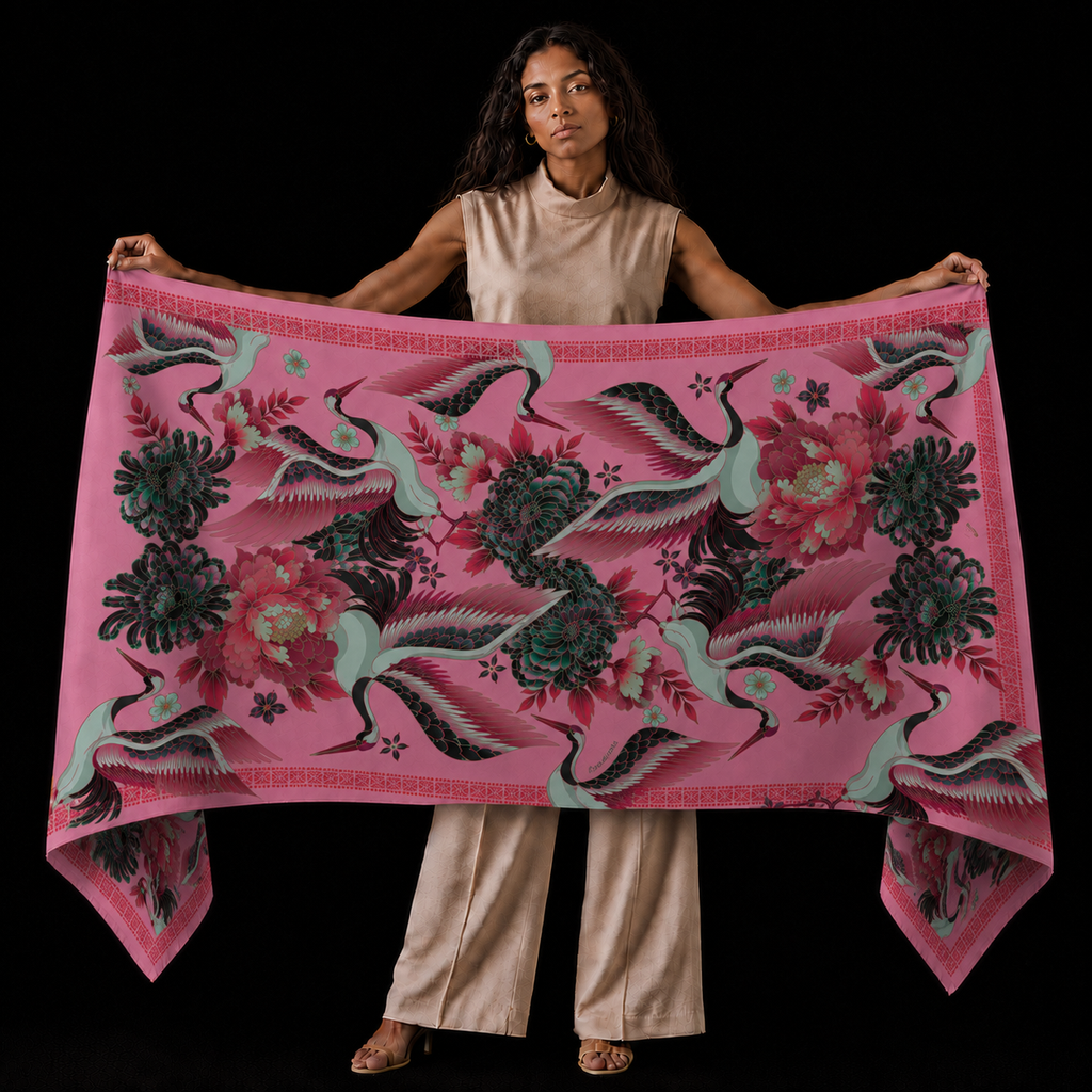 TSURU CASHMERE SCARF - BERRY