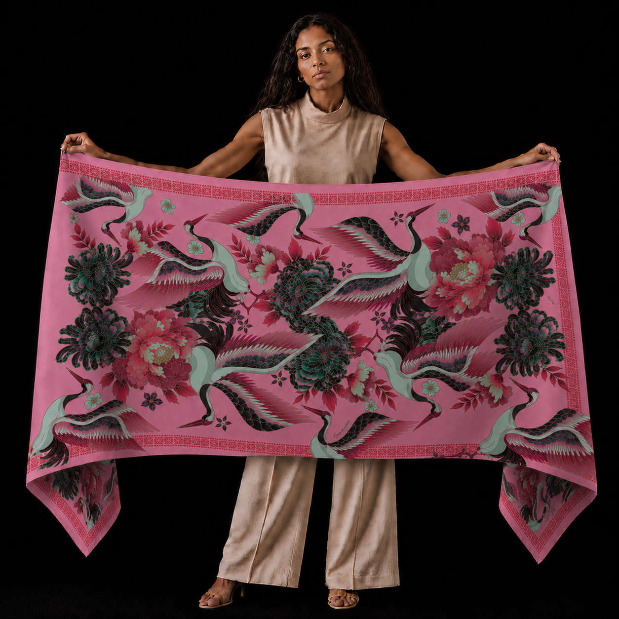 TSURU CASHMERE SCARF - BERRY