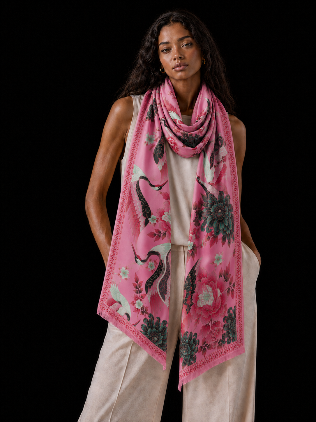 TSURU CASHMERE SCARF - BERRY