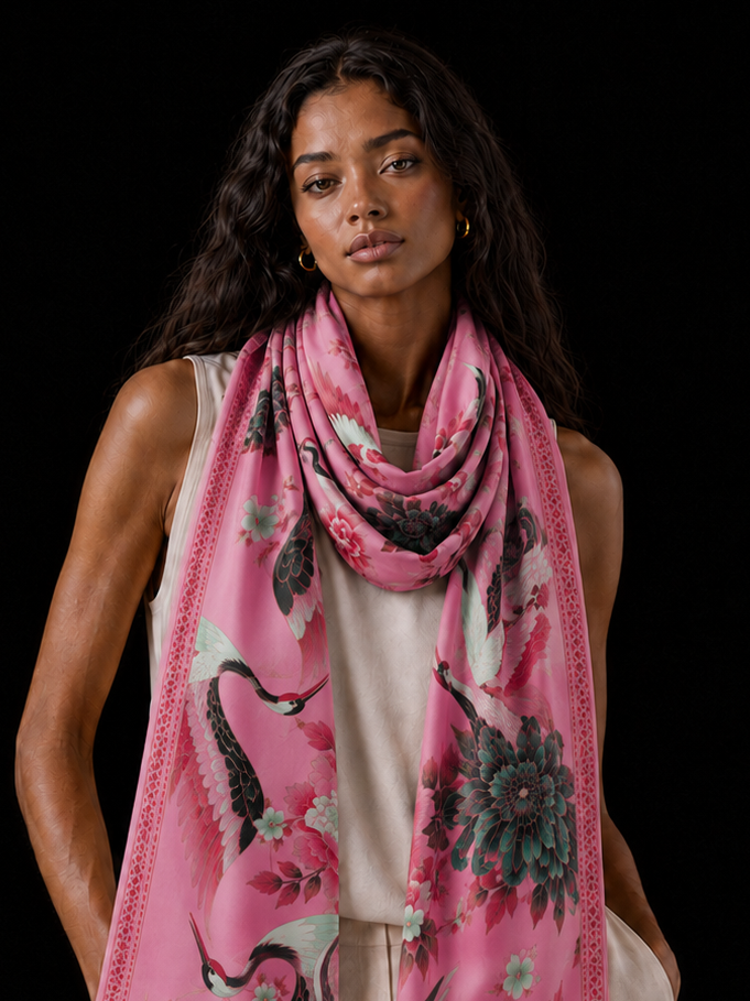 TSURU CASHMERE SCARF - BERRY