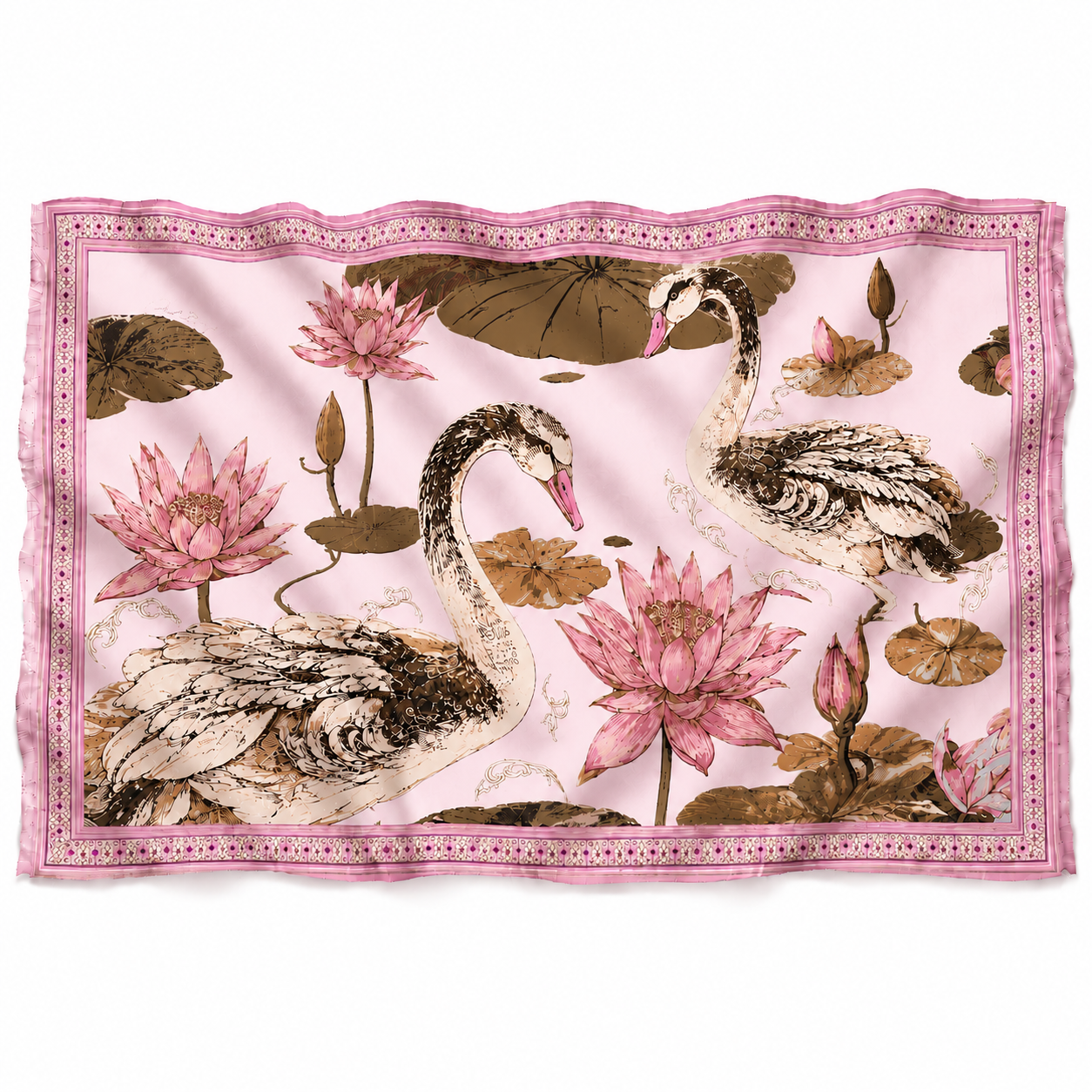 SWAN CASHMERE SCARF - LIGHT ROSE
