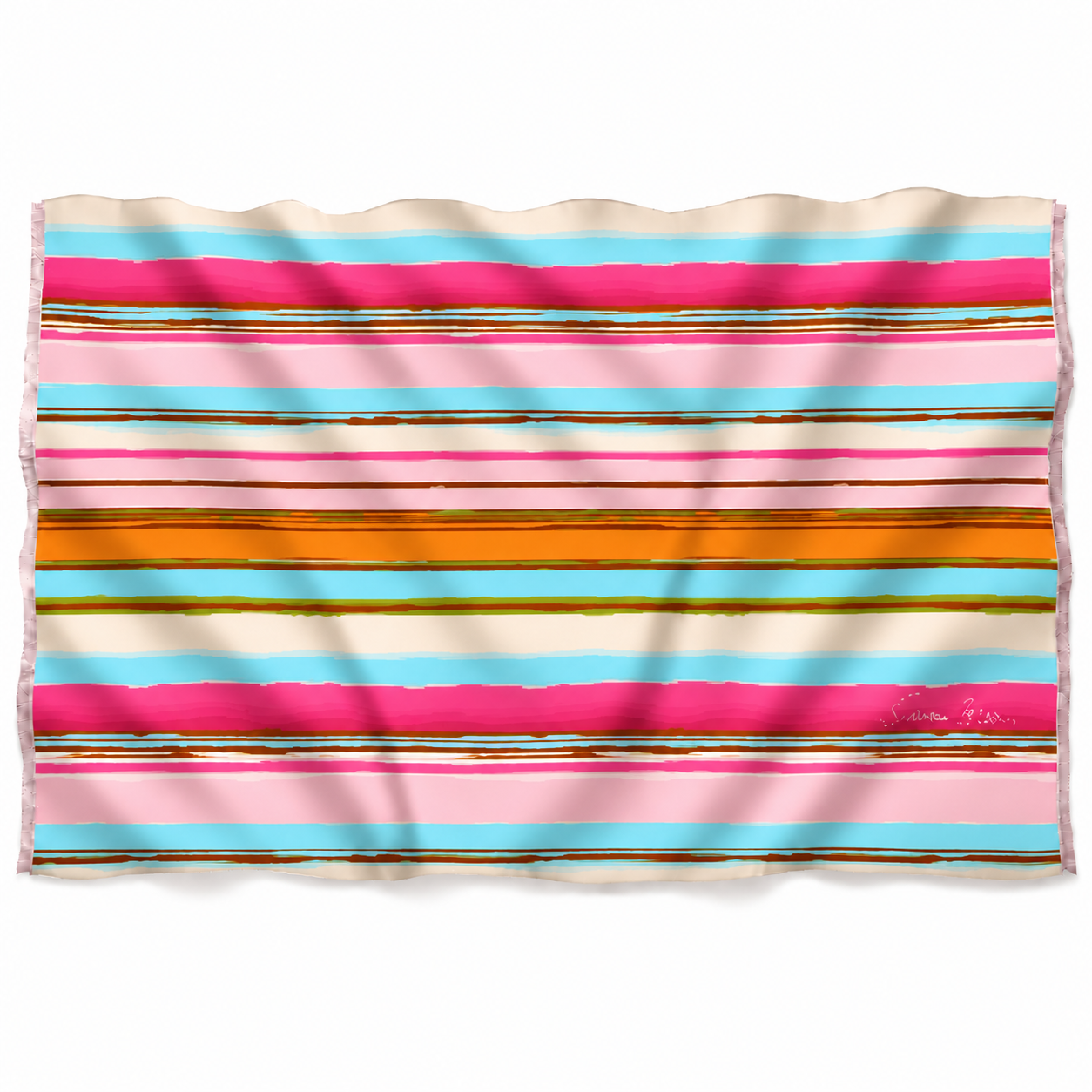 SUMMER STRIPES CASHMERE SCARF - PINK
