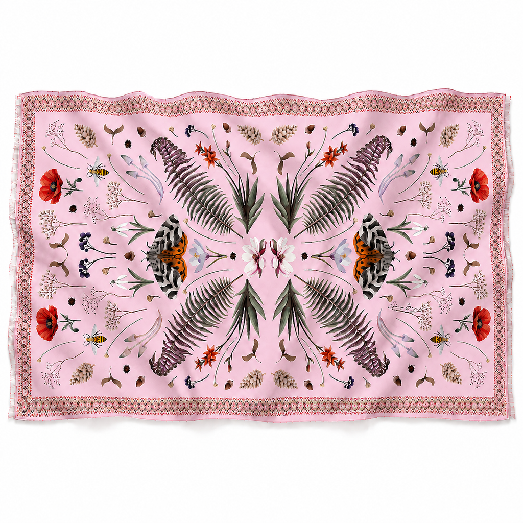 SPRING CASHMERE SCARF - LIGHT ROSE