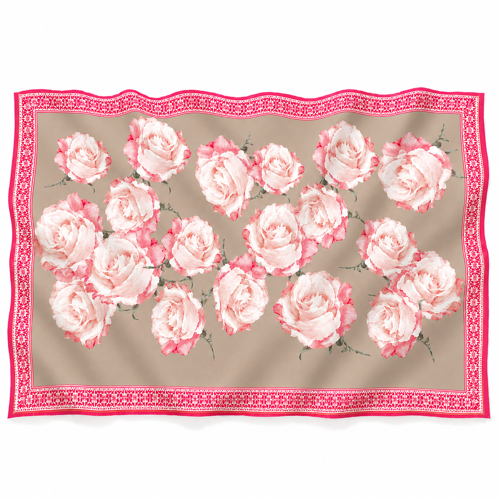 ROSES CASHMERE SCARF - TAUPE
