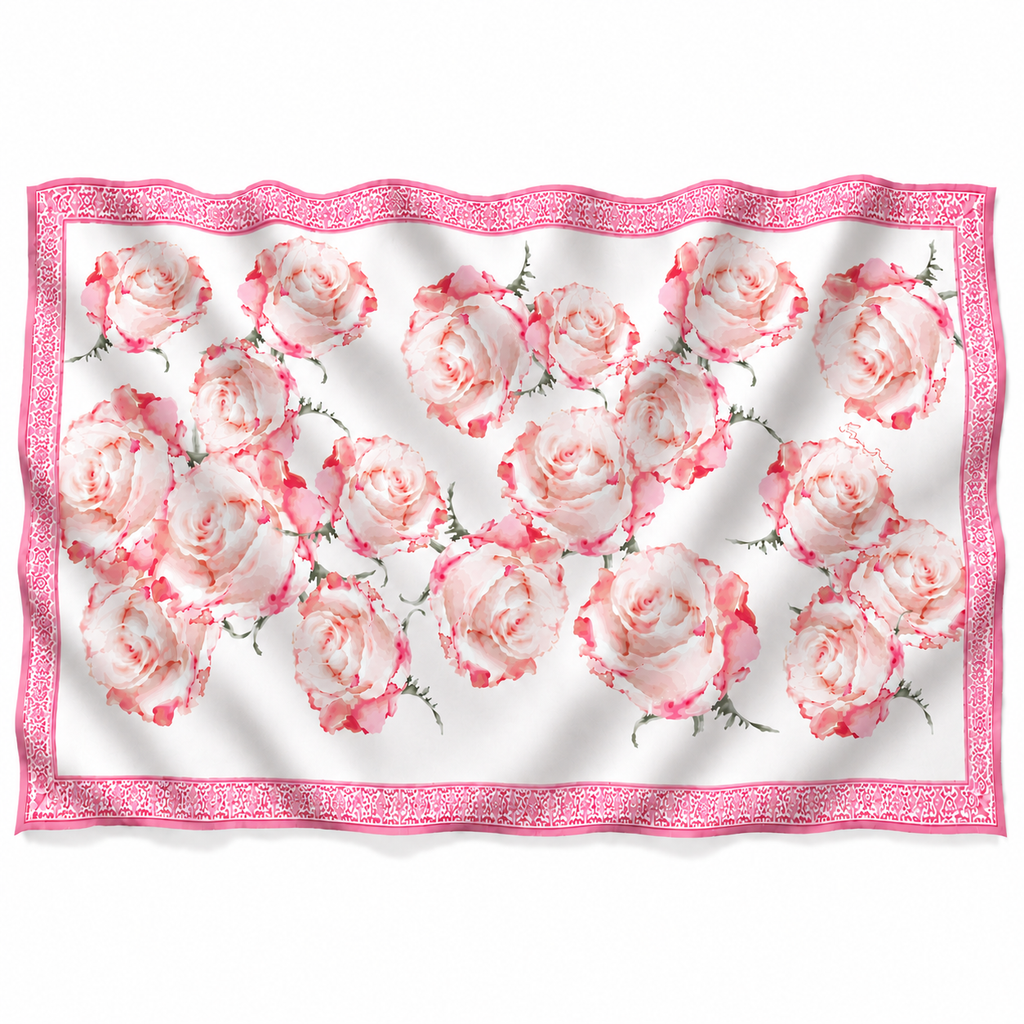 ROSES CASHMERE SCARF - OFF WHITE