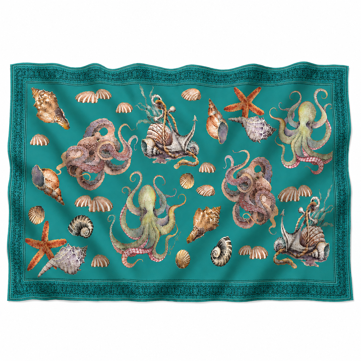 PEARL CASHMERE SCARF - BLUE GREEN