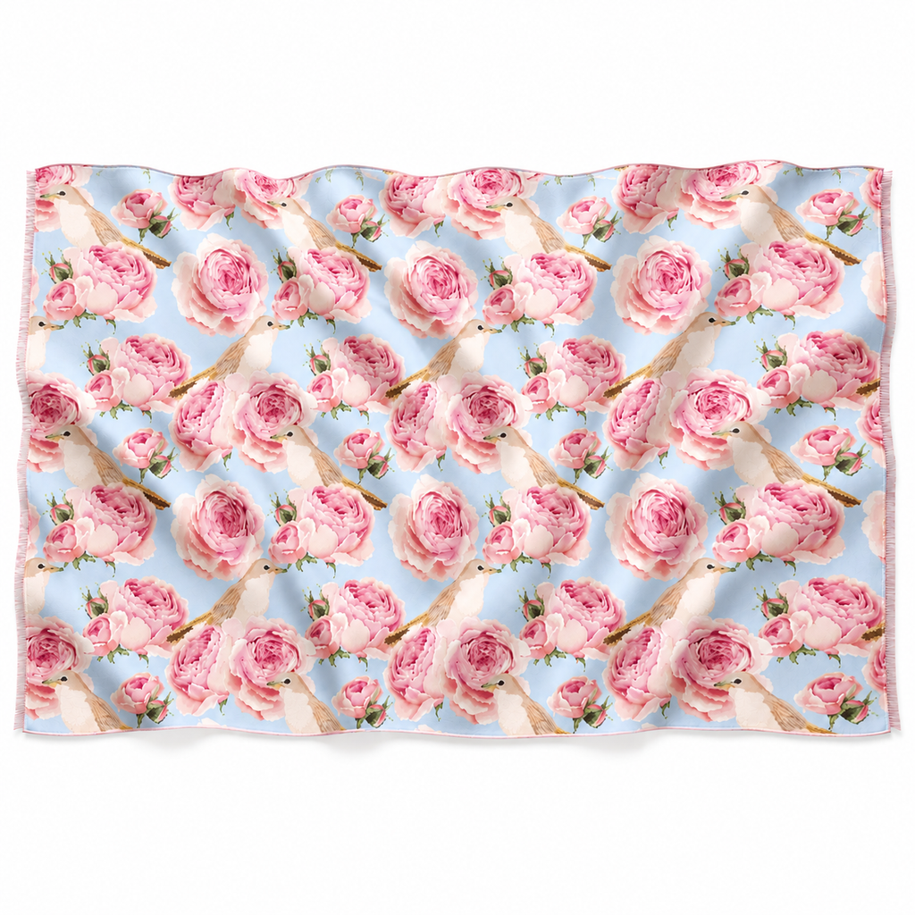 GARDEN CASHMERE SCARF - LIGHT BLUE