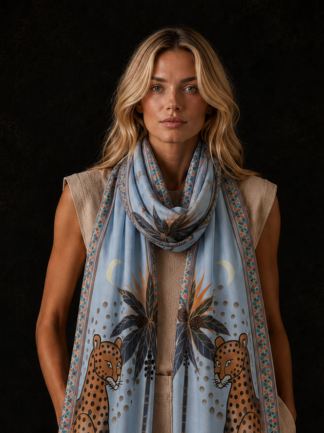 TWINS CASHMERE SCARF - LIGHT BLUE