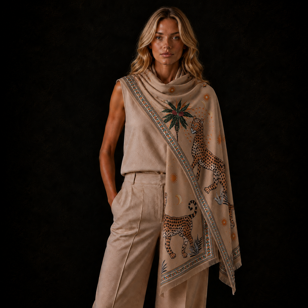 TWINS CASHMERE SCARF - TAUPE