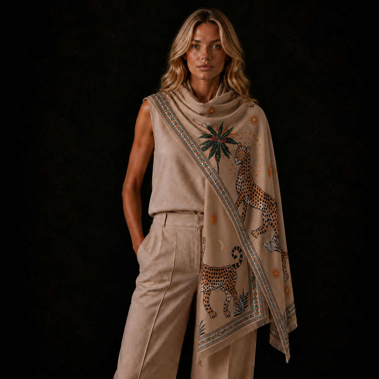 TWINS CASHMERE SCARF - TAUPE