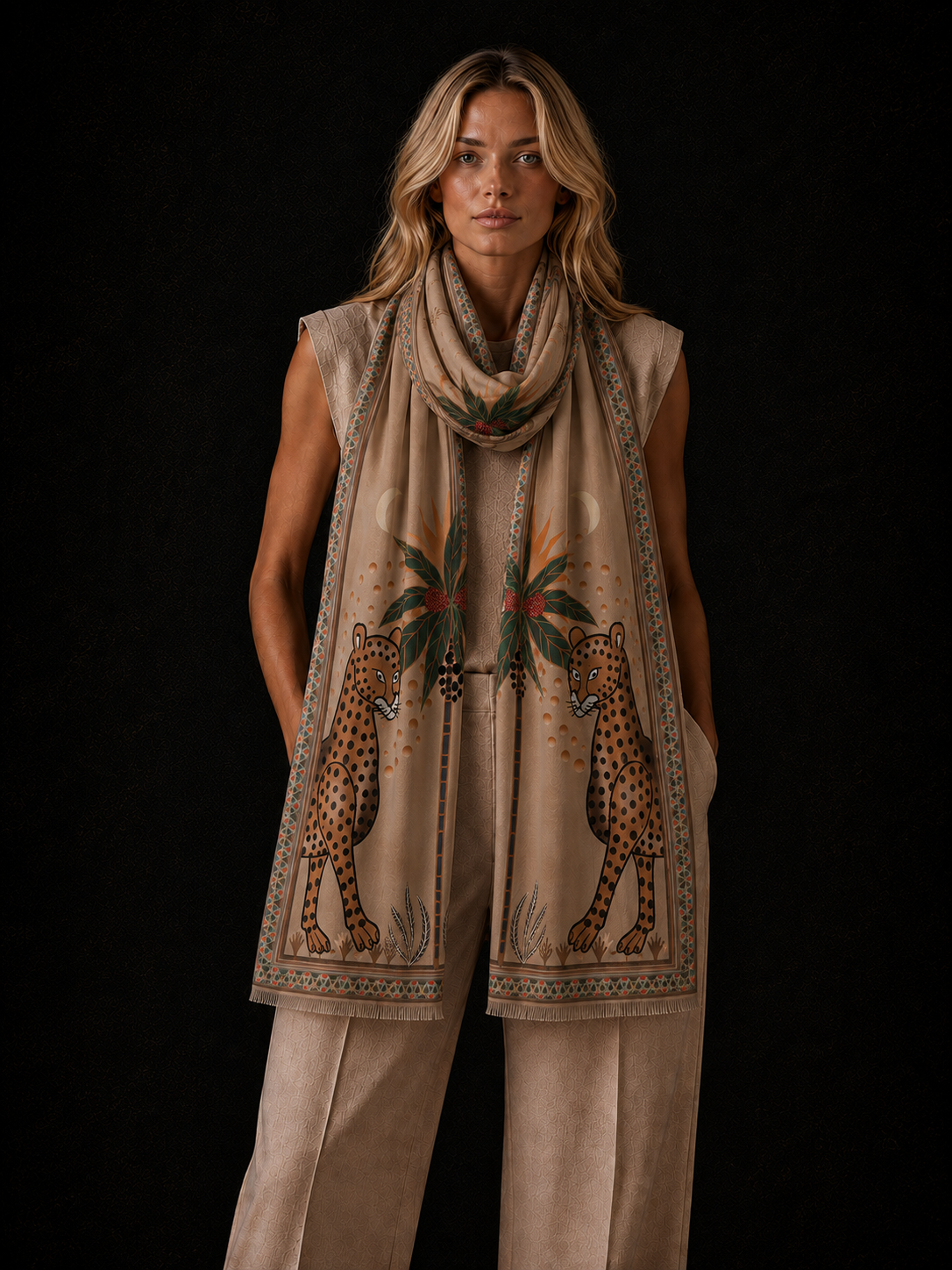 TWINS CASHMERE SCARF - TAUPE