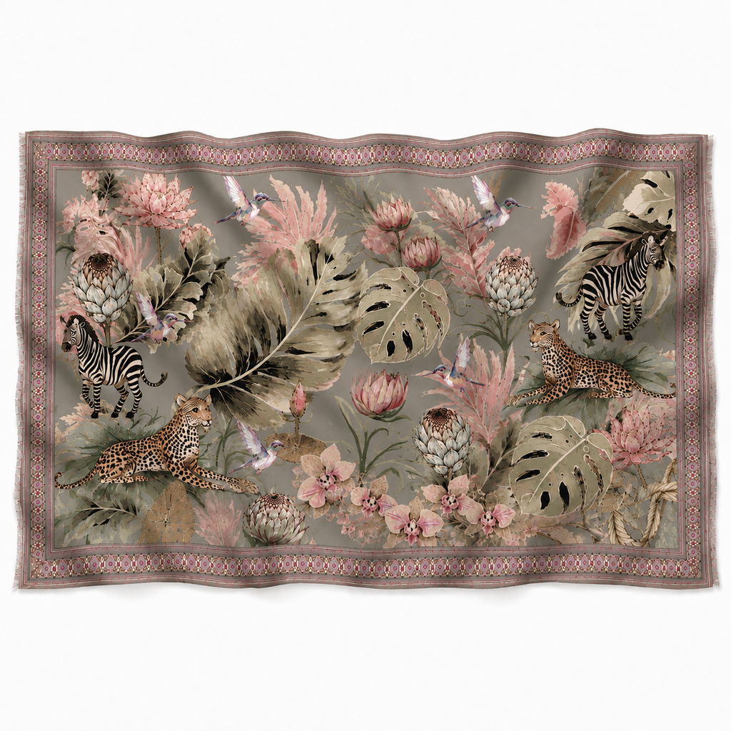 ZEBRA CASHMERE SCARF - GREEN