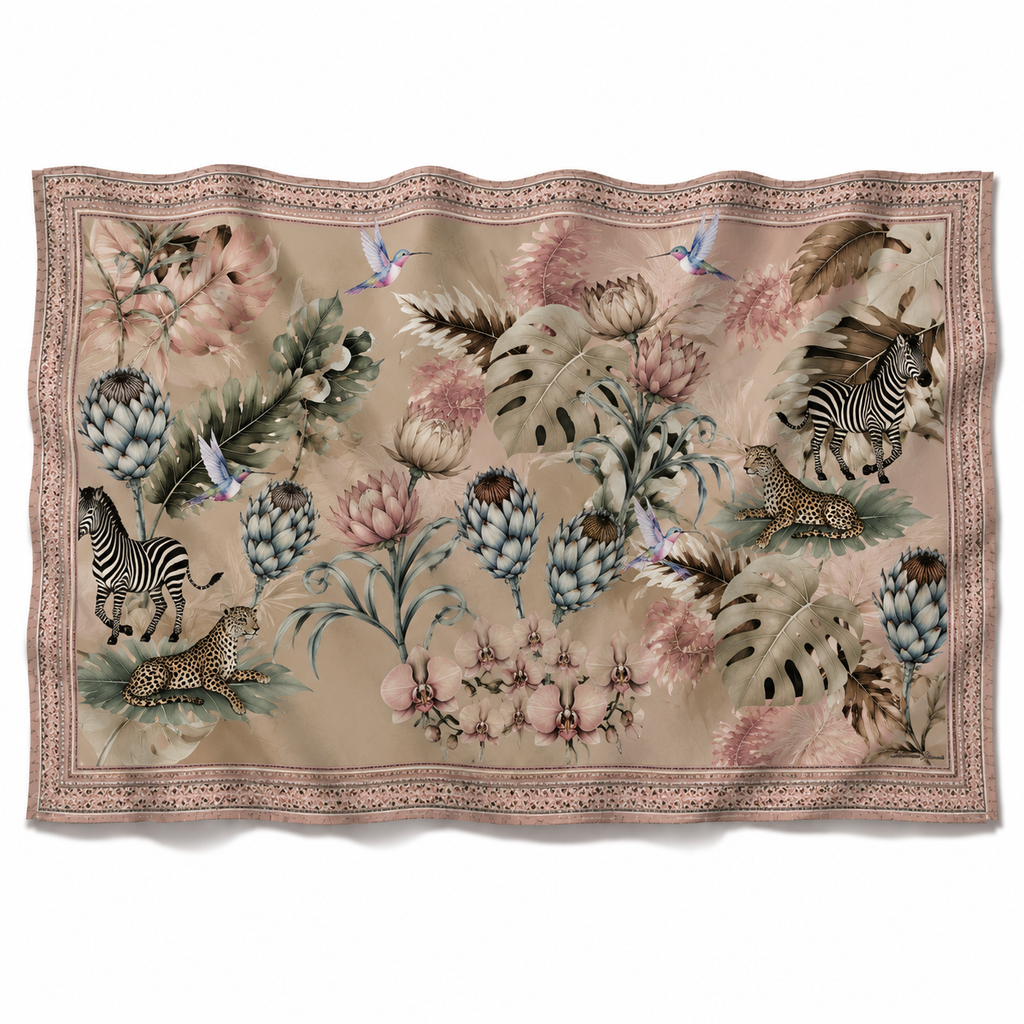 ZEBRA CASHMERE SCARF - TAUPE