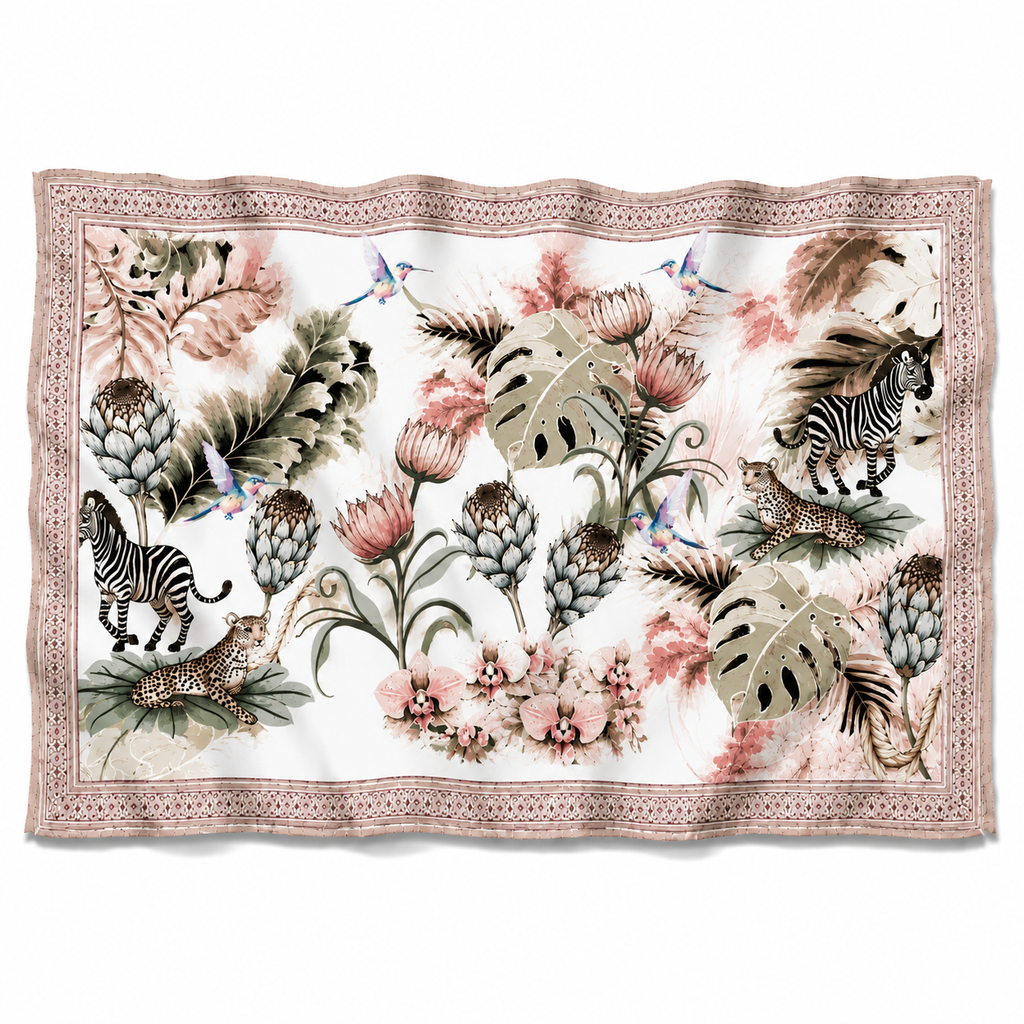 ZEBRA CASHMERE SCARF - OFF WHITE