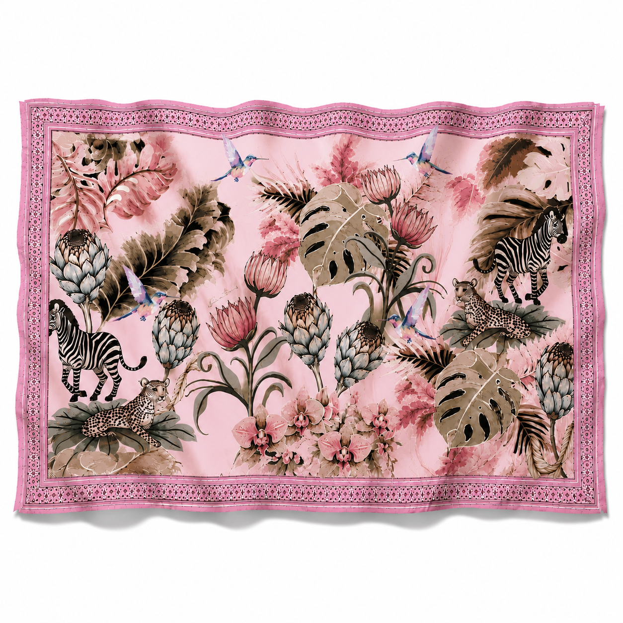ZEBRA CASHMERE SCARF - LIGHT ROSE