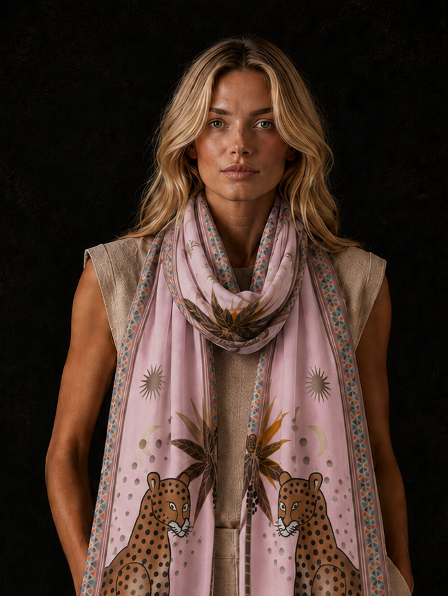 TWINS CASHMERE SCARF - LIGHT ROSE