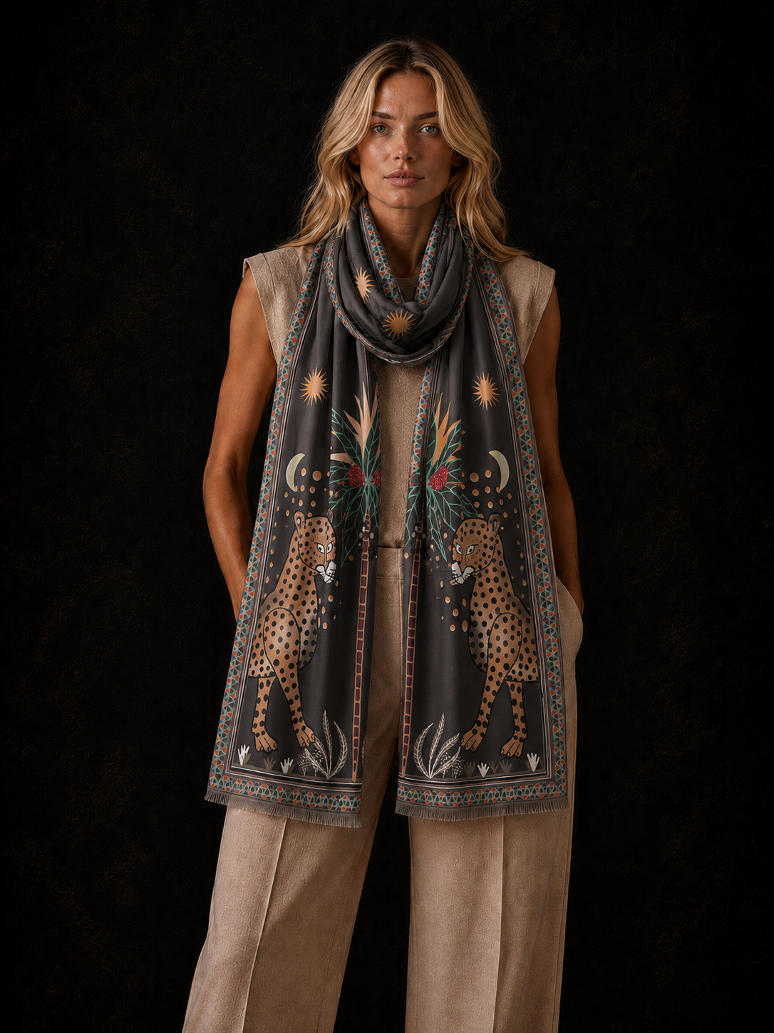 TWINS CASHMERE SCARF - COMPOST