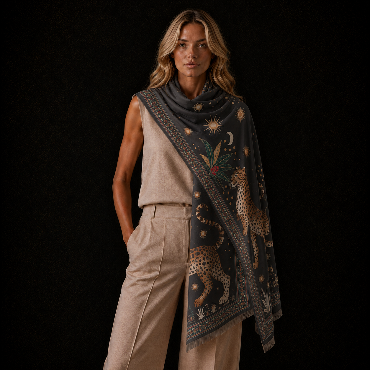 TWINS CASHMERE SCARF - COMPOST