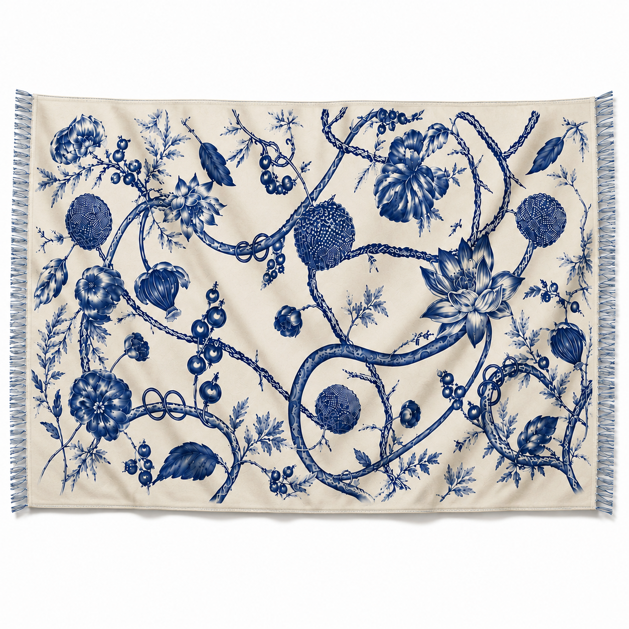 BOTANICAL CASHMERE SCARF - GHOST