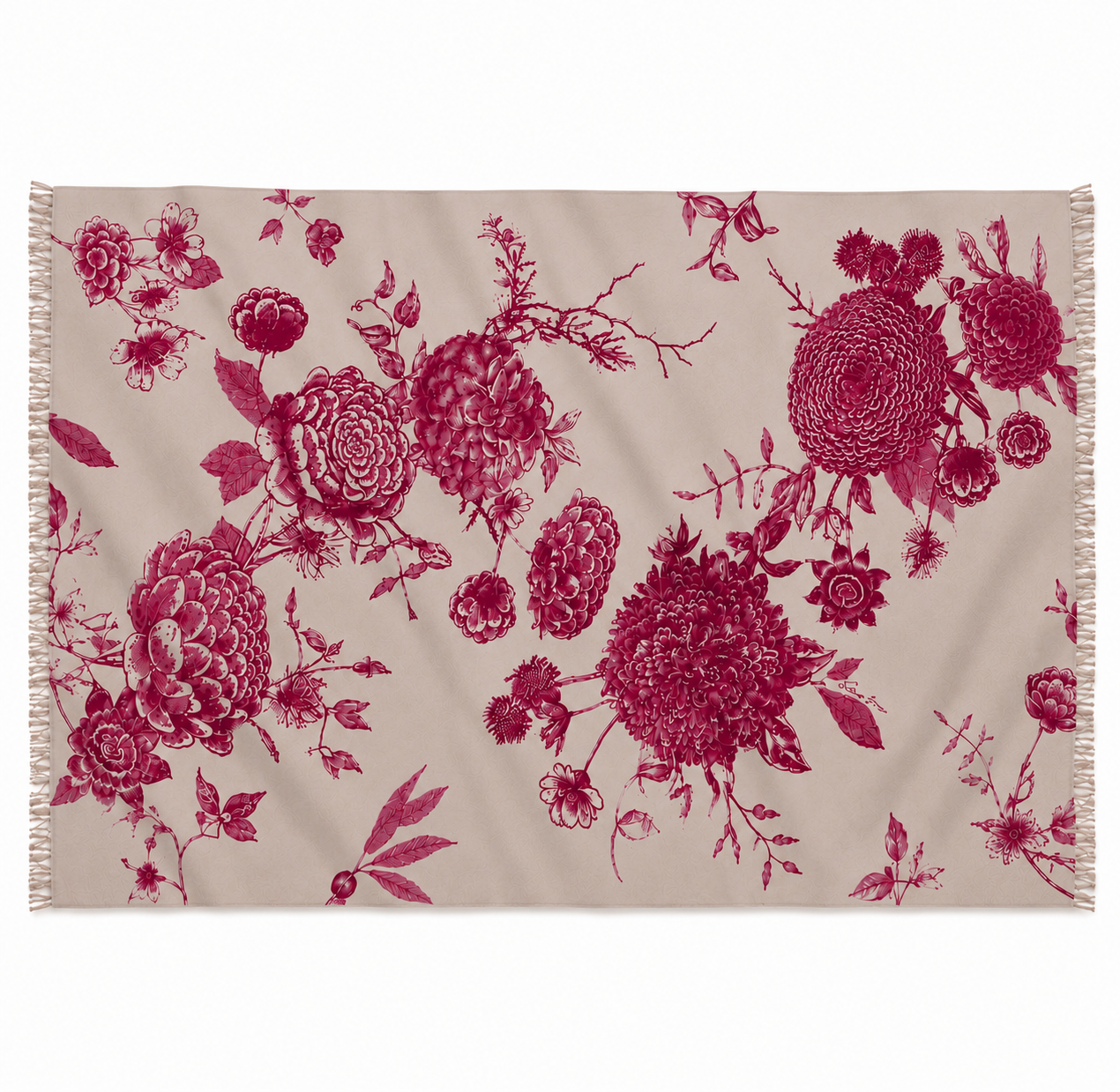 FLOWER EXPLOSION CASHMERE SCARF - WHEAT
