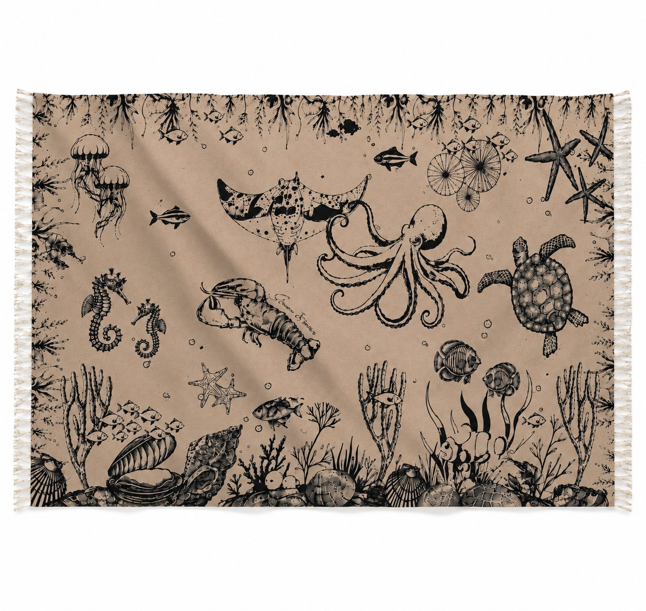 REEF FELTED CASHMERE SCARF - WHEAT