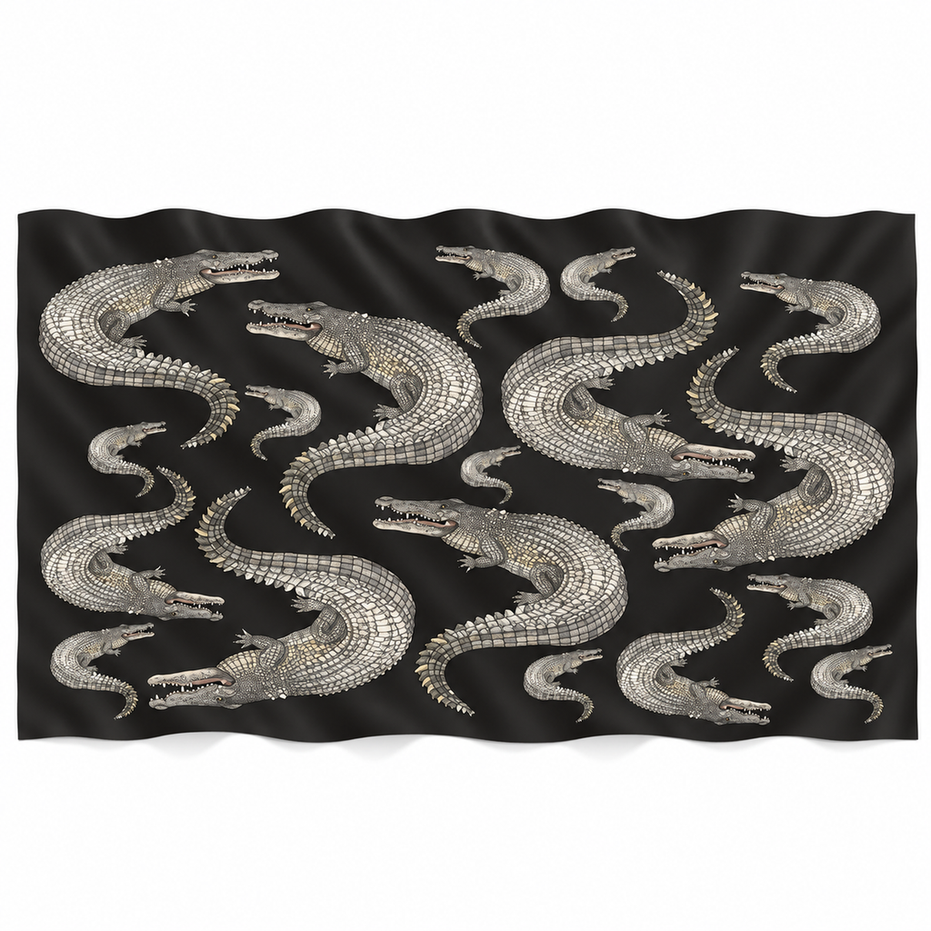 CROCODILE CASHMERE SCARF - DARK GREY