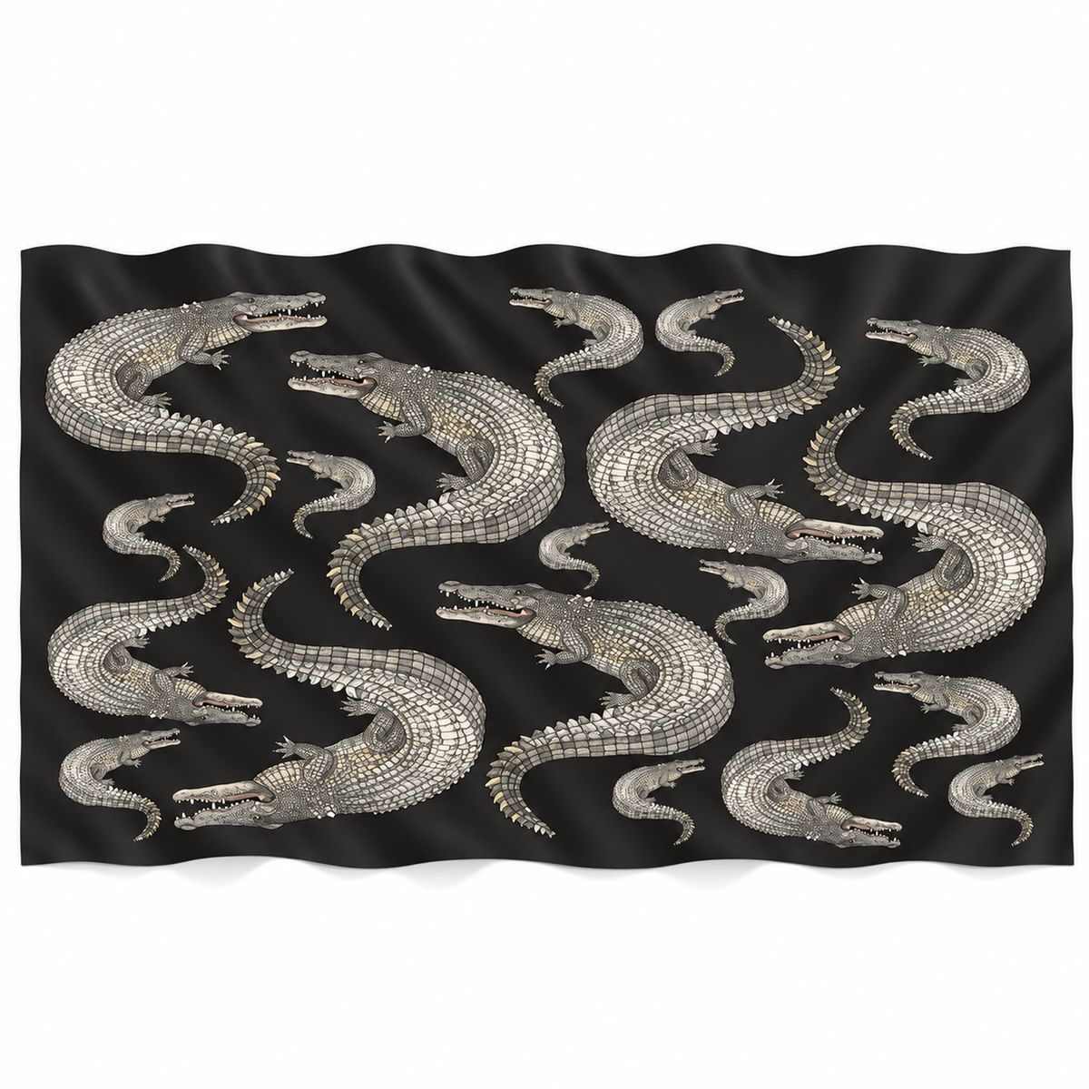 CROCODILE CASHMERE SCARF - DARK GREY