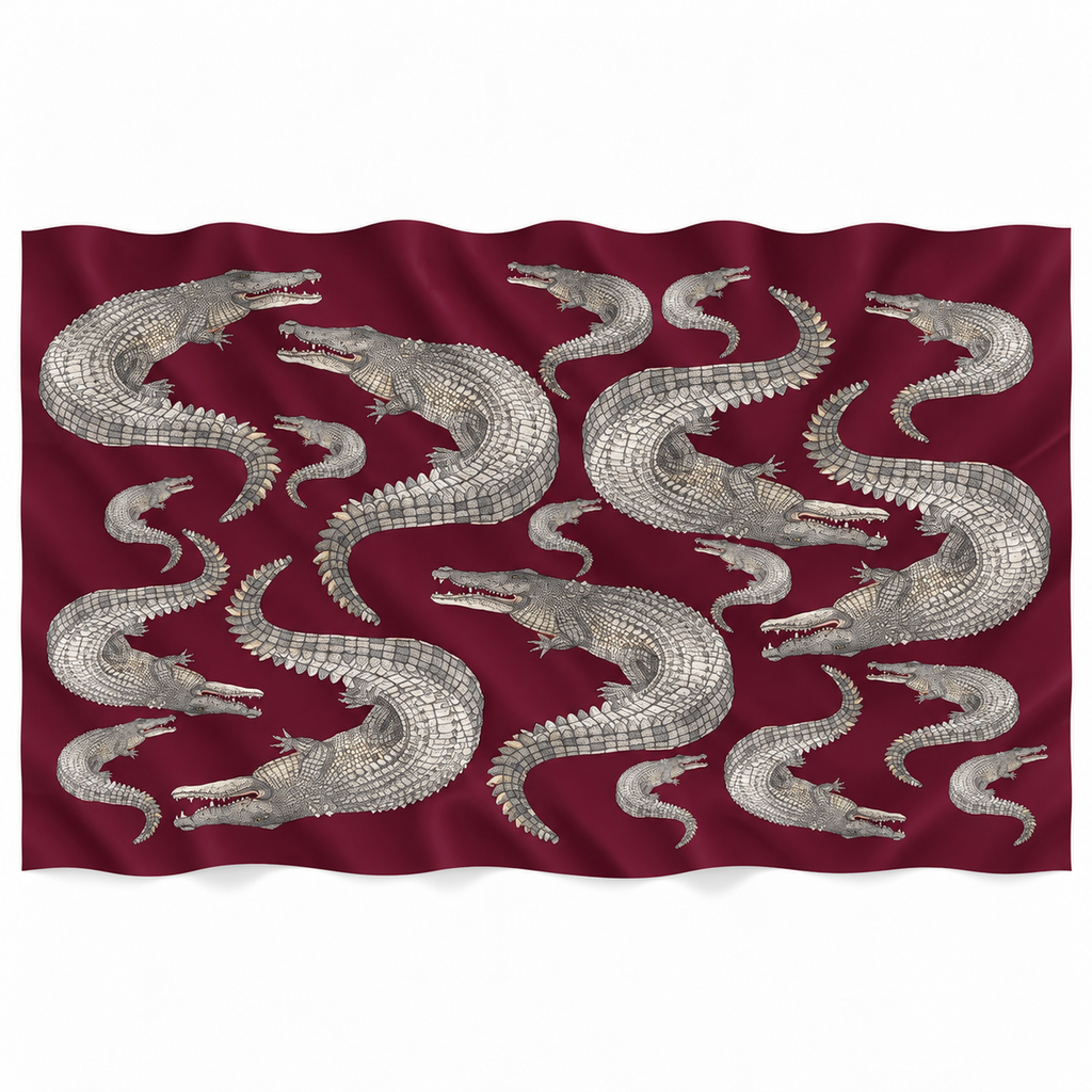 CROCODILE CASHMERE SCARF - BORDEAUX