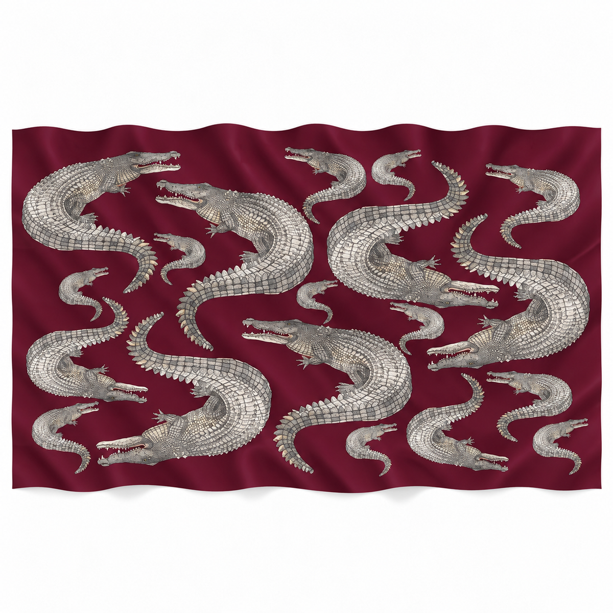 CROCODILE CASHMERE SCARF - BORDEAUX