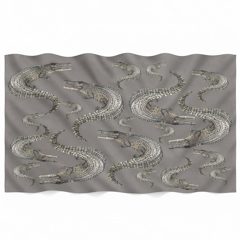CROCODILE CASHMERE SCARF - GREY