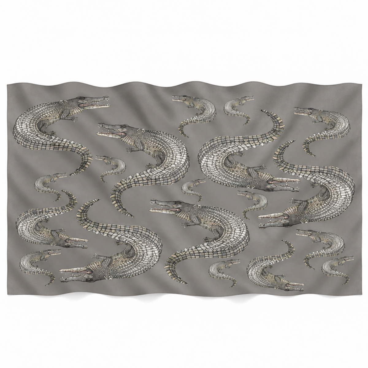CROCODILE CASHMERE SCARF - GREY