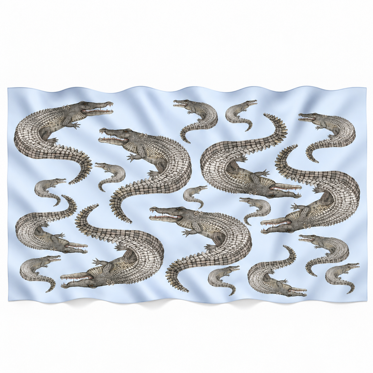 CROCODILE CASHMERE SCARF - WATER BLUE