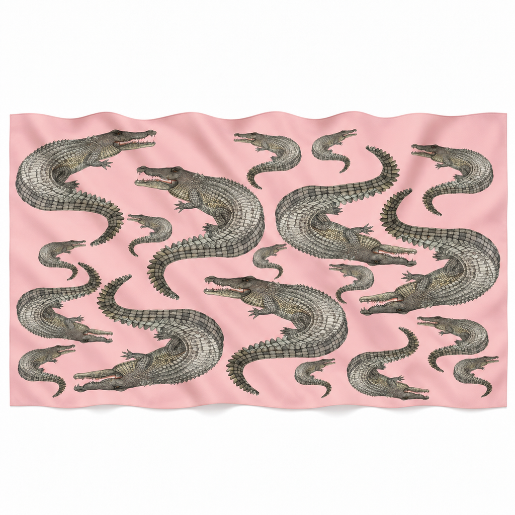 CROCODILE CASHMERE SCARF - ROSE
