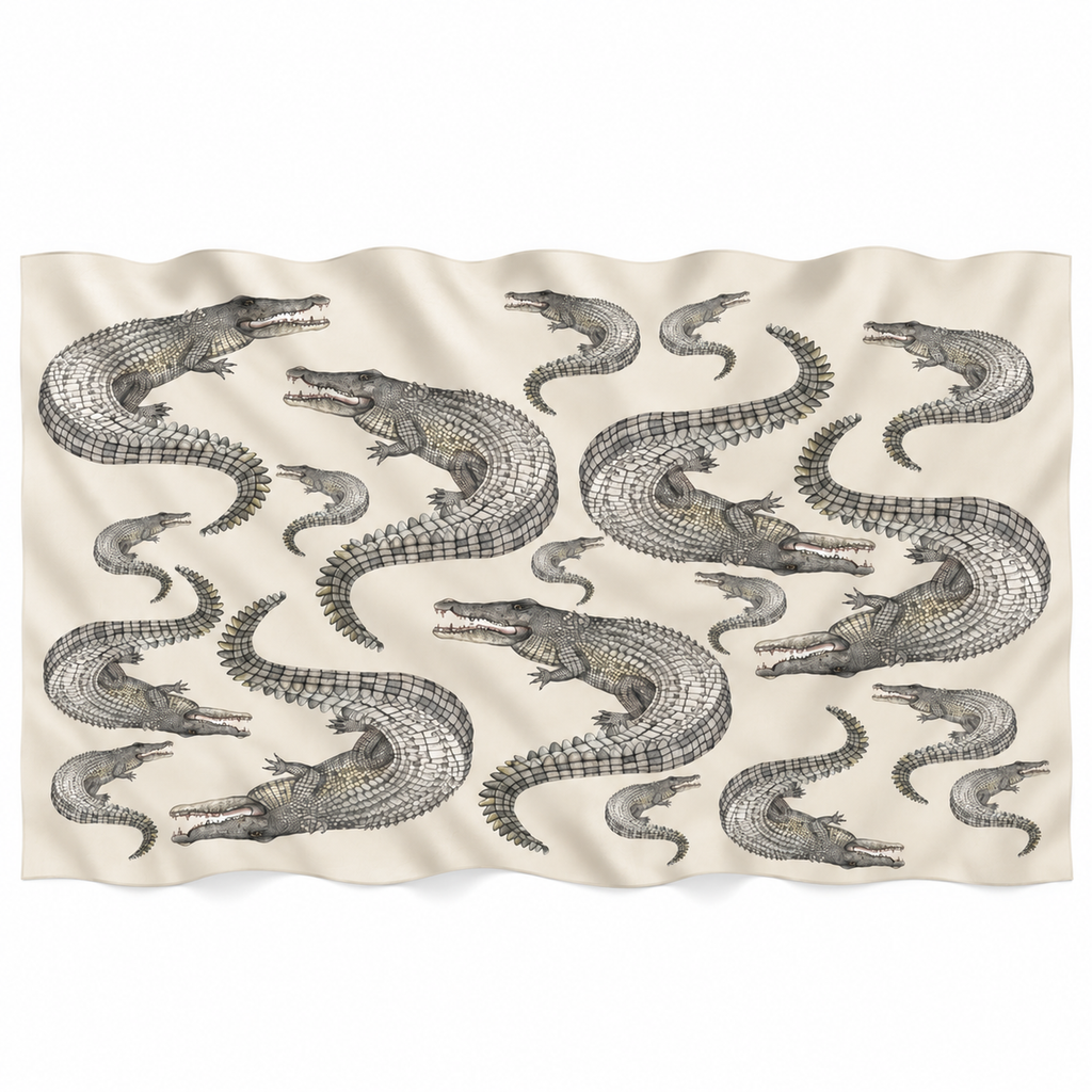 CROCODILE CASHMERE SCARF - OFF-WHITE
