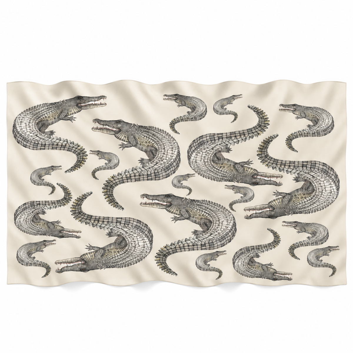 CROCODILE CASHMERE SCARF - OFF-WHITE
