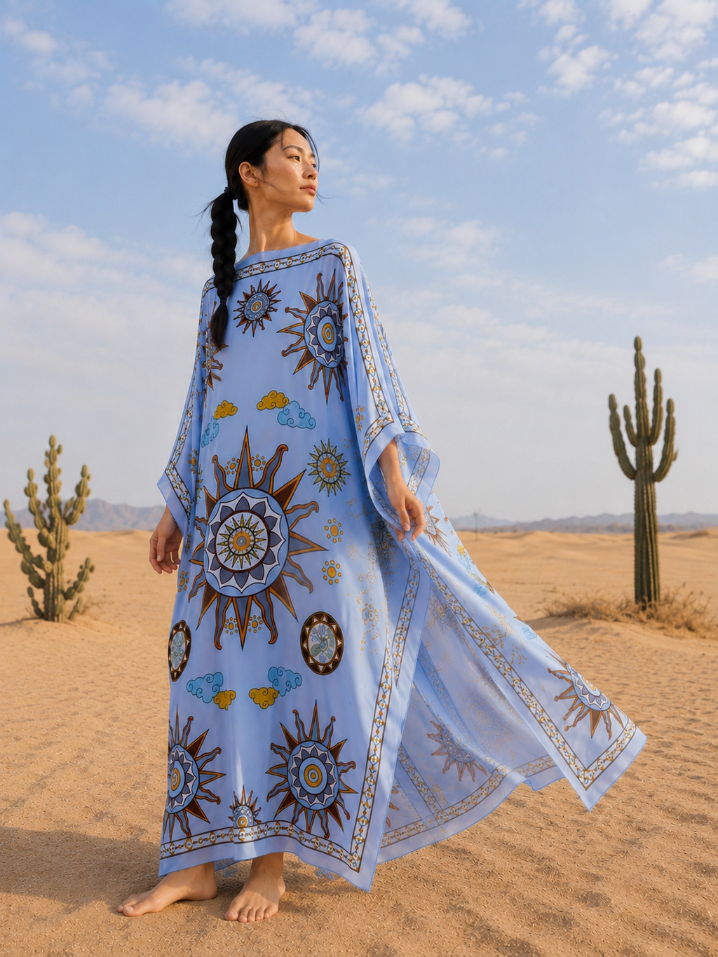 SOL SILK TUNIC - LIGHT BLUE