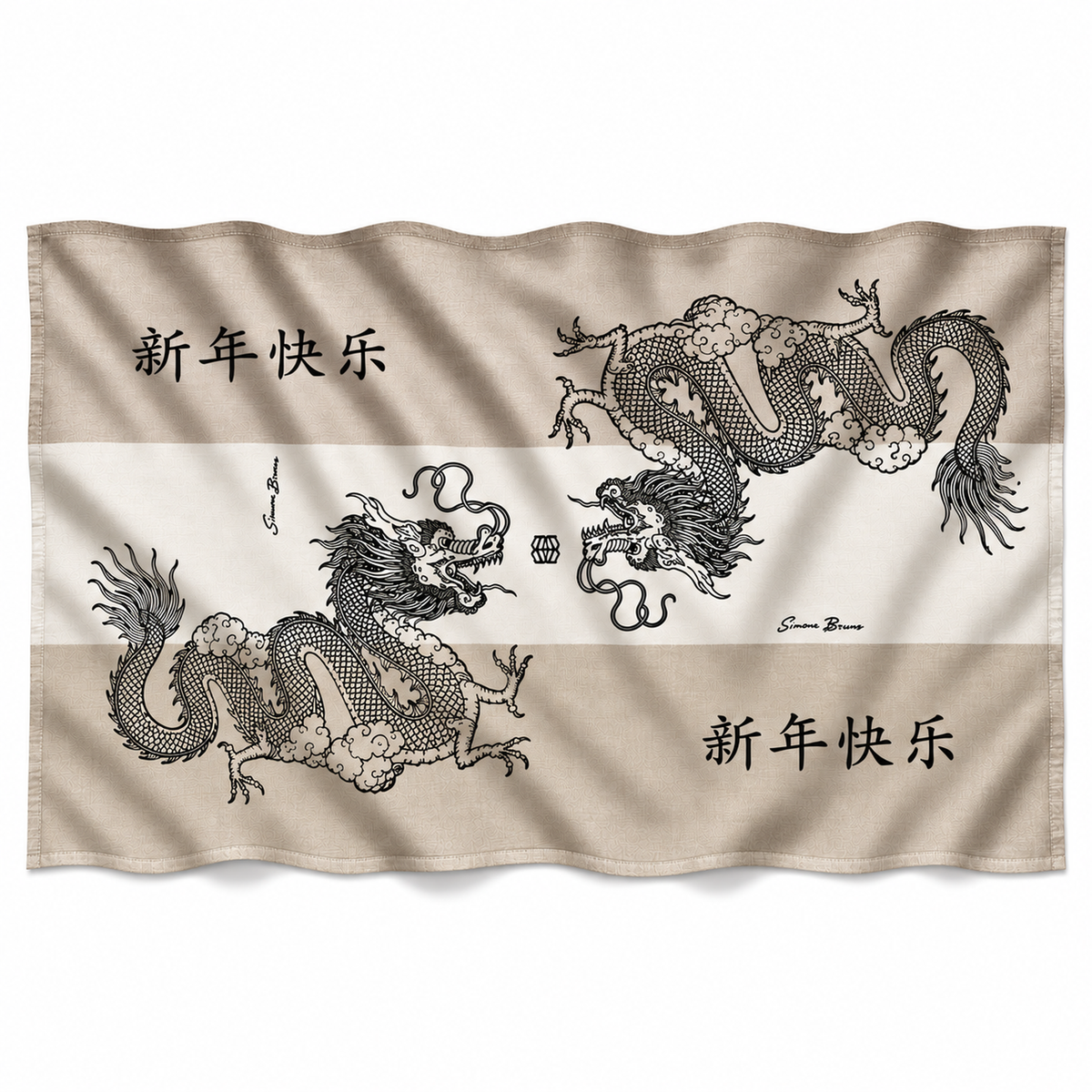CHINESE DRAGON FELTED CASHMERE SCARF - SOFT TONES