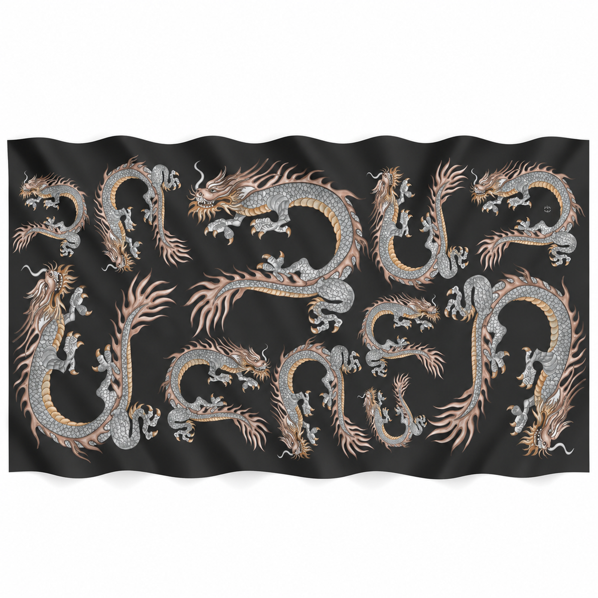 DRAGON CASHMERE SCARF - BLACK