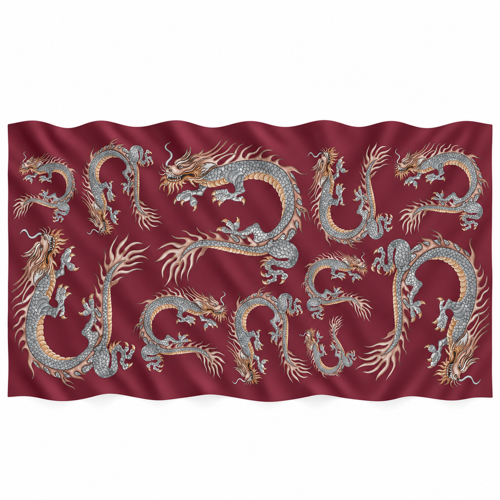 DRAGON CASHMERE SCARF - BORDEAUX