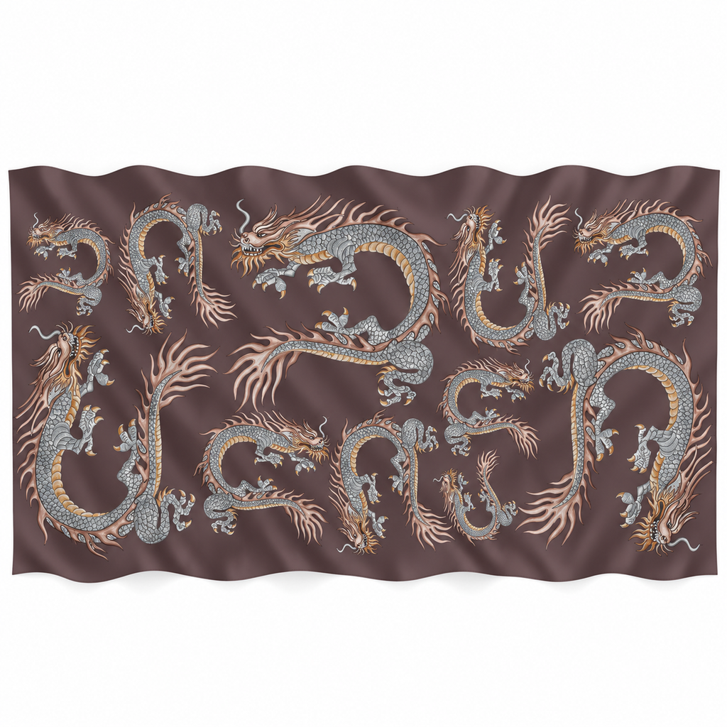 DRAGON CASHMERE SCARF - DARK BROWN