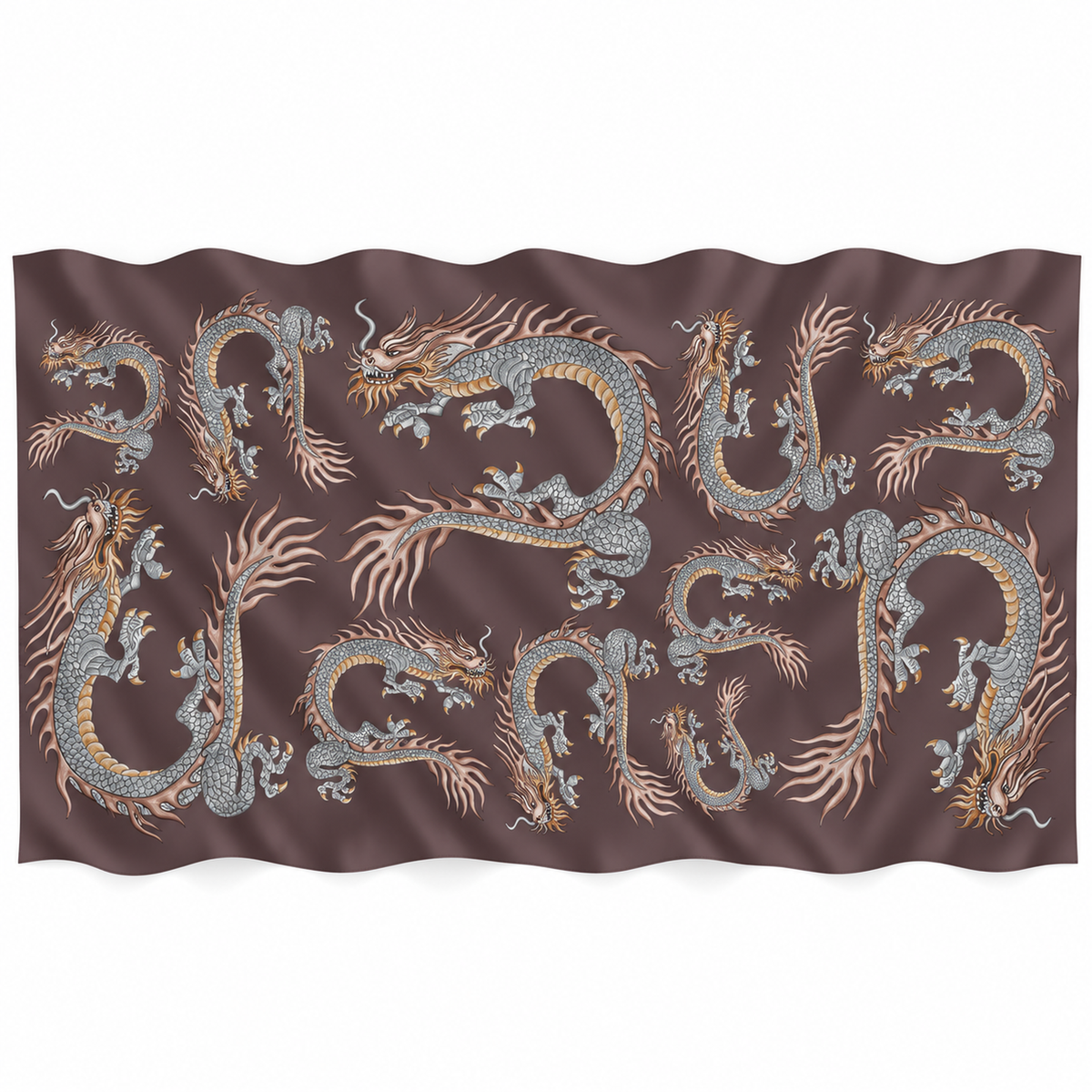 DRAGON CASHMERE SCARF - DARK BROWN