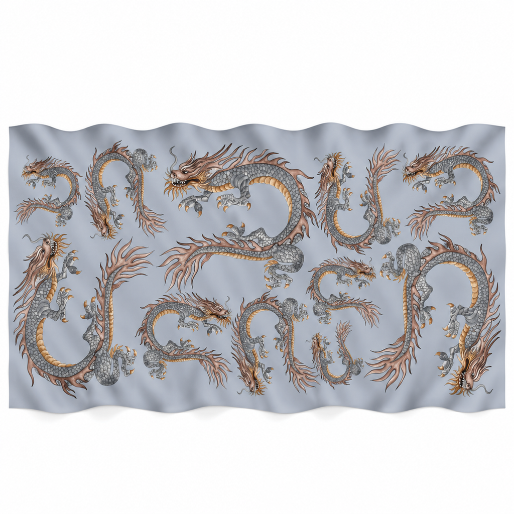 DRAGON CASHMERE SCARF - LIGHT GREY