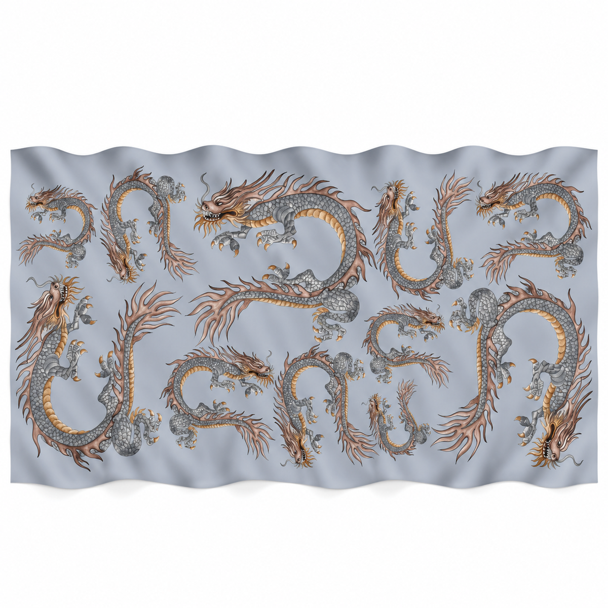 DRAGON CASHMERE SCARF - LIGHT GREY