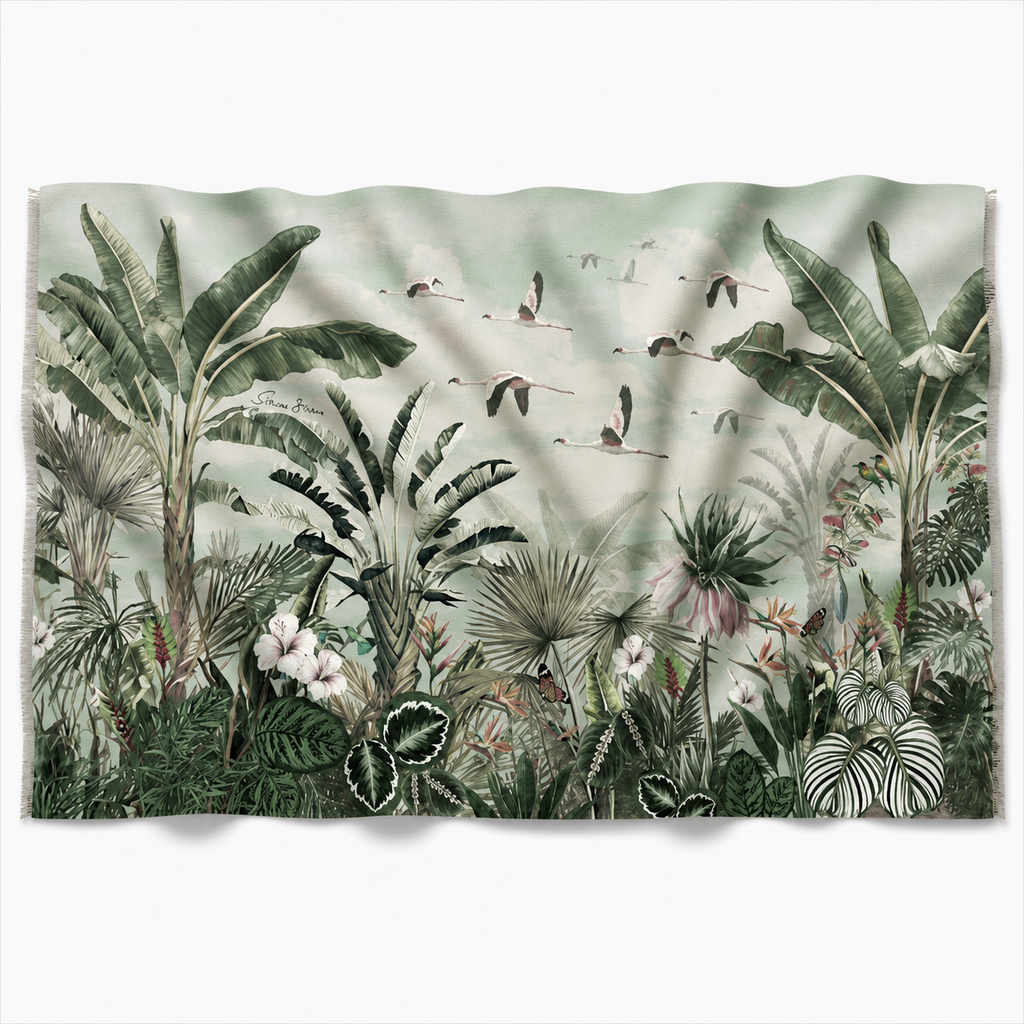 FLAMINGO CASHMERE SCARF - GREEN