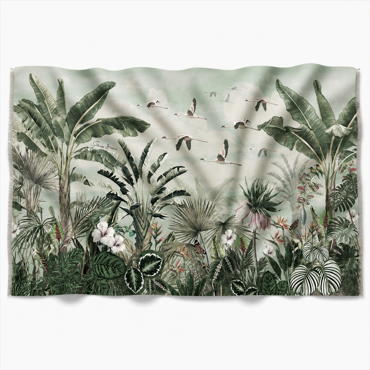 FLAMINGO CASHMERE SCARF - GREEN