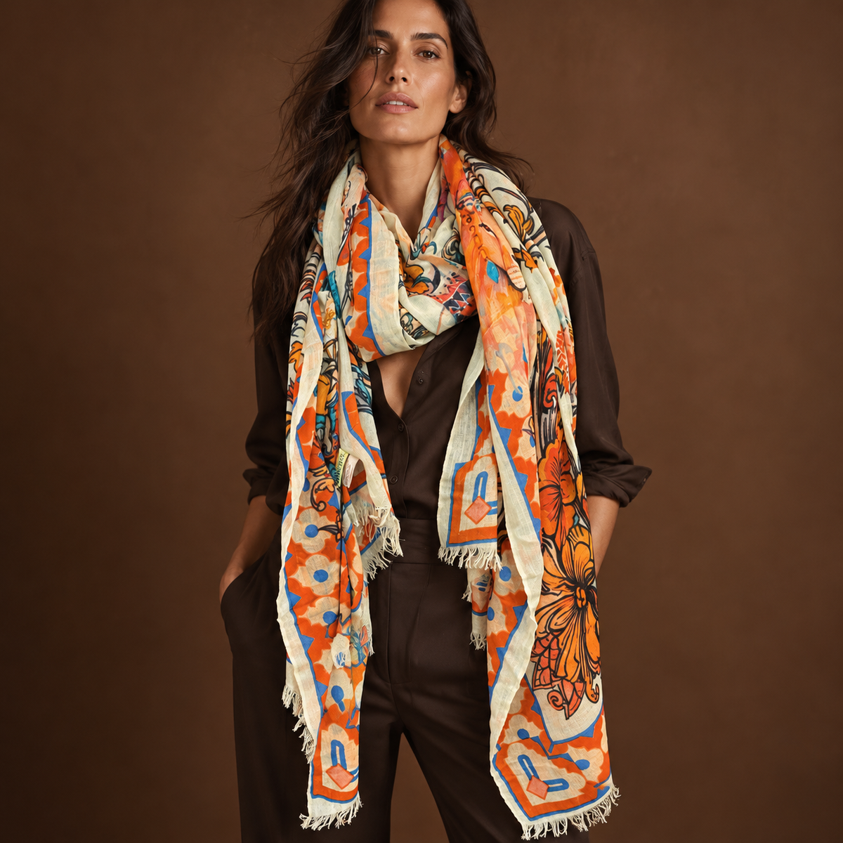 MENAGERIE CASHMERE SCARF - MOON