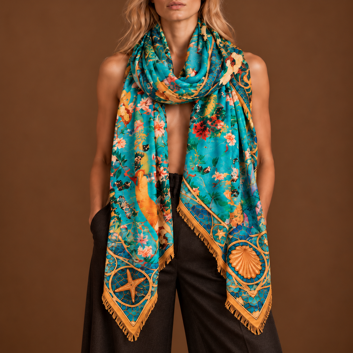 SEREN CASHMERE SCARF - UNDERWATER